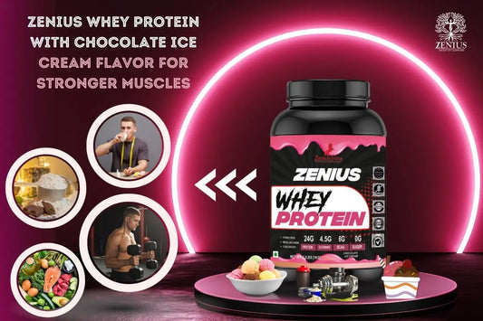 Indulge in energy: Zenius Whey Protein Chocolate Ice Cream Flavor for muscle tone