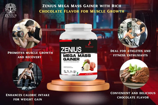 Zenius Mega Mass Gainer with Rich Chocolate Flavor for Muscle Growth