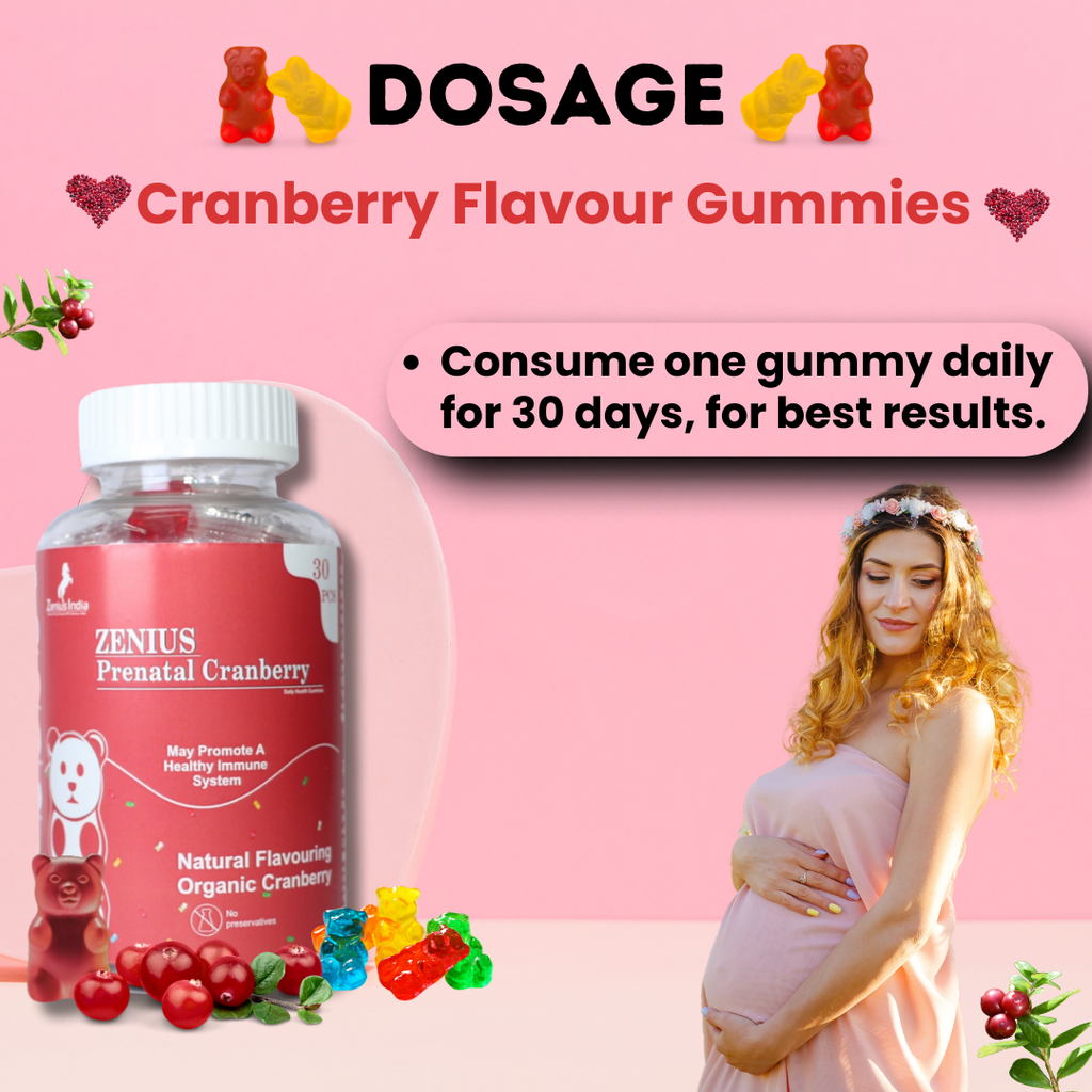 Zenius Cranberry Prenatal Gummies Nourishing Support for Expecting Mothers ( Cranberry Flavour) for Women- 30 Gummies Zenius.in