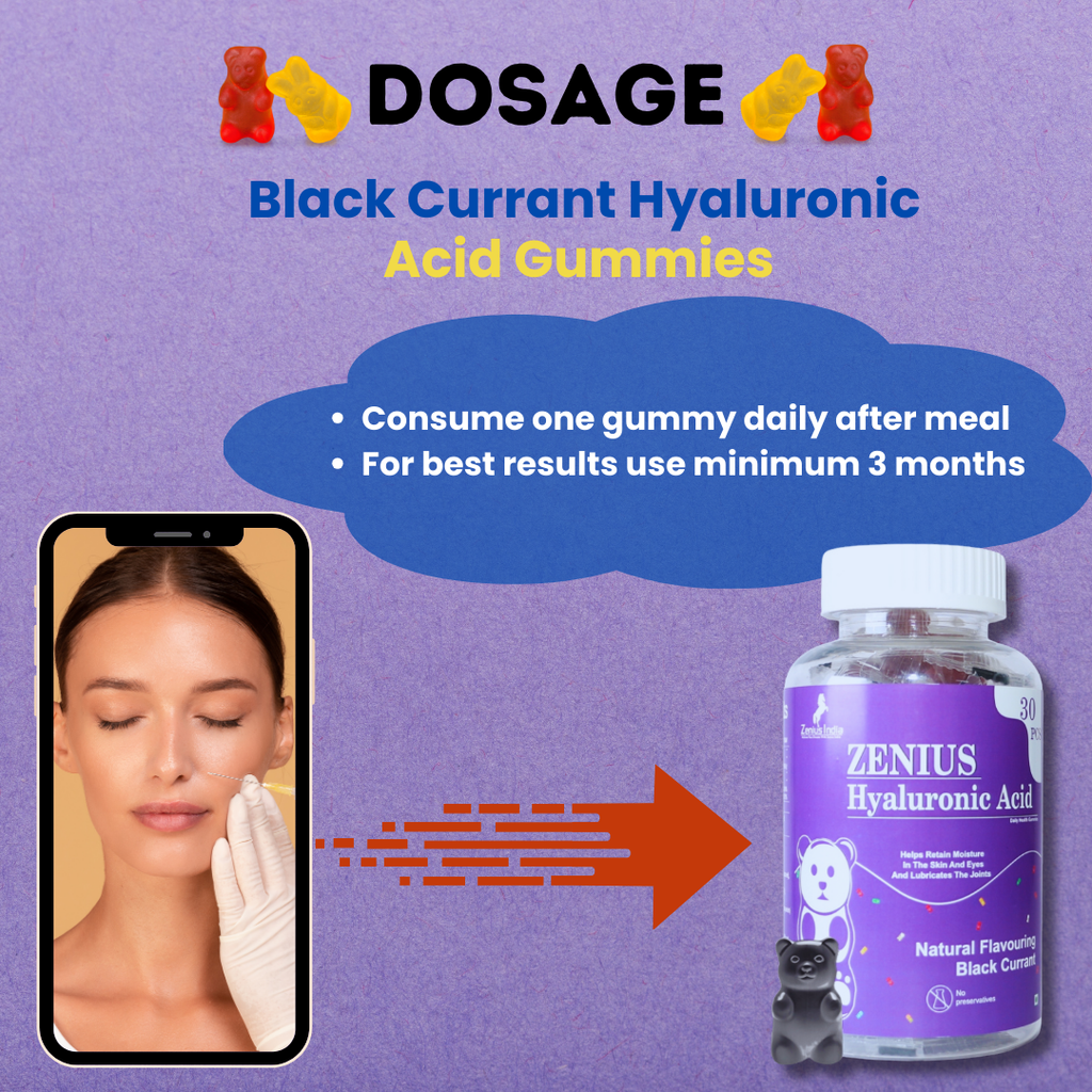 Zenius Black Currant Hyaluronic Acid Gummies for Nourish Your Skin for Men & Women Zenius.in