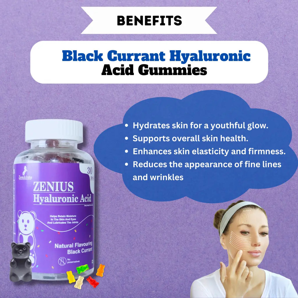 Zenius Black Currant Hyaluronic Acid Gummies for Nourish Your Skin for Men & Women - Image #4