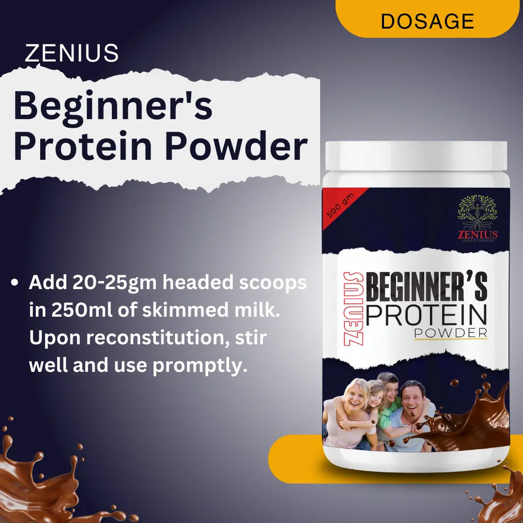 Zenius Beginner's Protein Powder for Energy, Immunity, and Protein Health 500g Powder (vanilla Flavor) Zenius.in