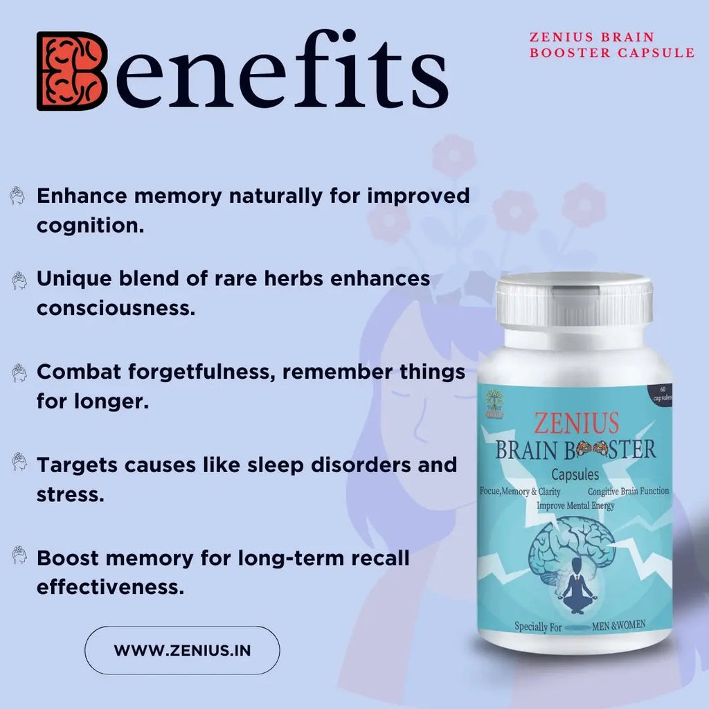 Zenius Brain Booster Capsule Boost Memory and Brain Power with Ayurvedic Formula - 60 Capsules - Image #4