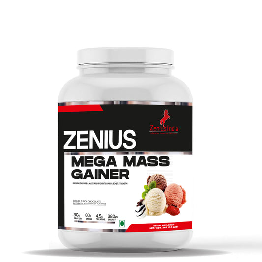 Zenius Mega Mass Gainer with Rich Chocolate Flavor for Muscle Growth - 3Kg