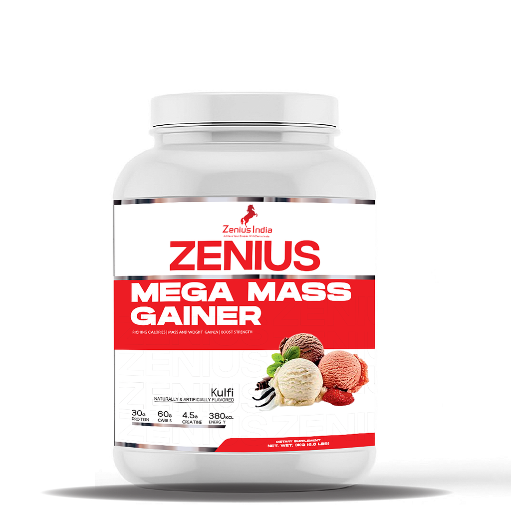 Zenius Mega Mass Gainer Kulfi Flavor for Achieve Your Muscle Goals, Superior Strength Formula - 3Kg Zenius