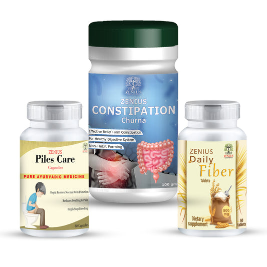 Zenius Piles Care Kit for Piles Relief and Constipation (100g Powder + 60 Tablet + 60 Capsule)
