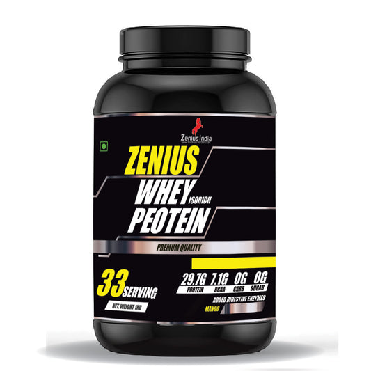 Zenius Whey Protein with Mengo flavor for Maximize Muscle Growth, Unleash Your Potential - 1Kg