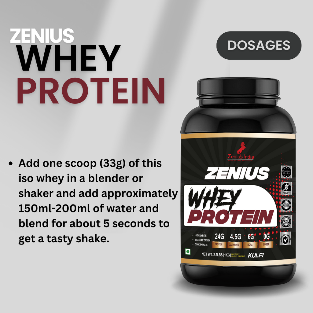 Zenius Whey Protein with Kulfi Flavor for Muscle Support & Muscle Growth - 1Kg Zenius