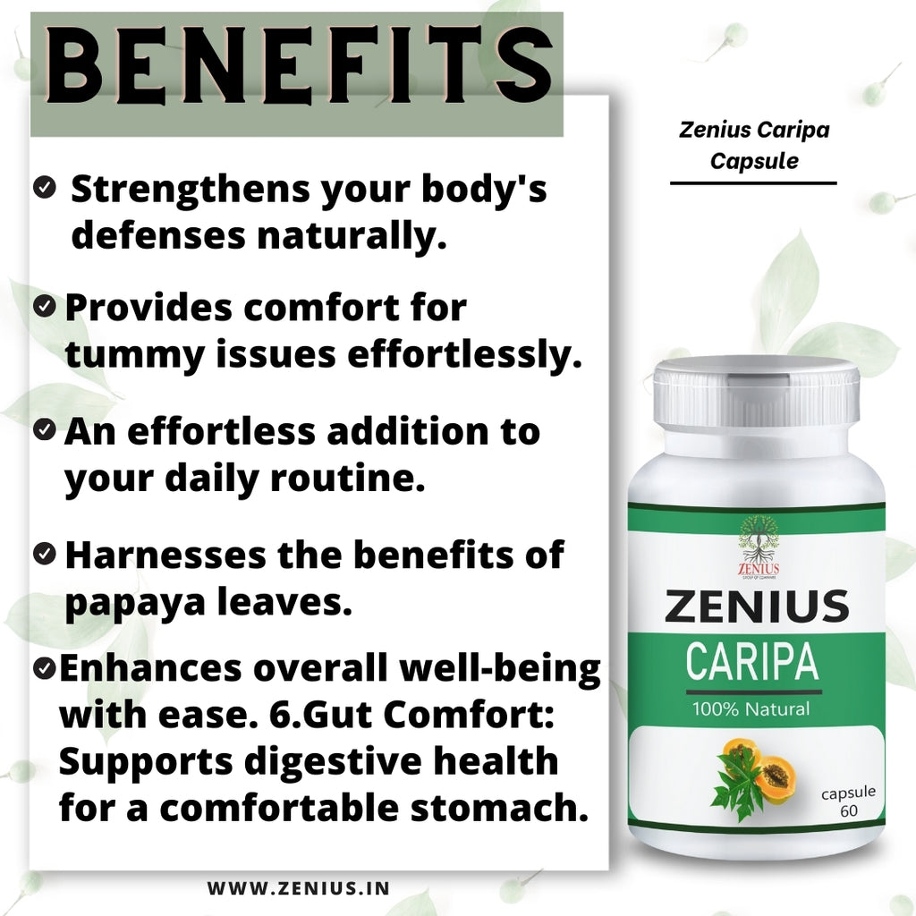 Zenius Caripa Capsule Increase Blood Platelets 60 Capsules Zenius.in