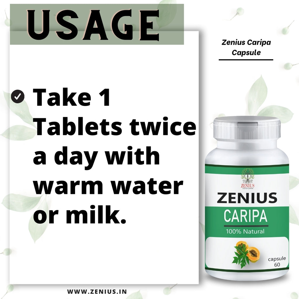 Zenius Caripa Capsule Increase Blood Platelets 60 Capsules Zenius.in