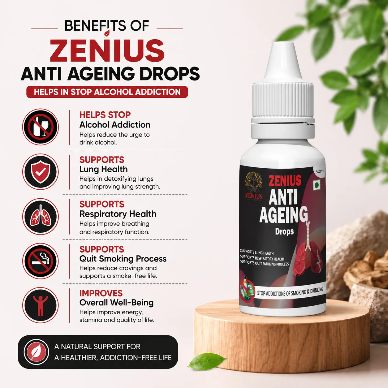 Zenius Anti Ageing Drops | Ayurvedic Lung Health for Quit Smoking - Image 2