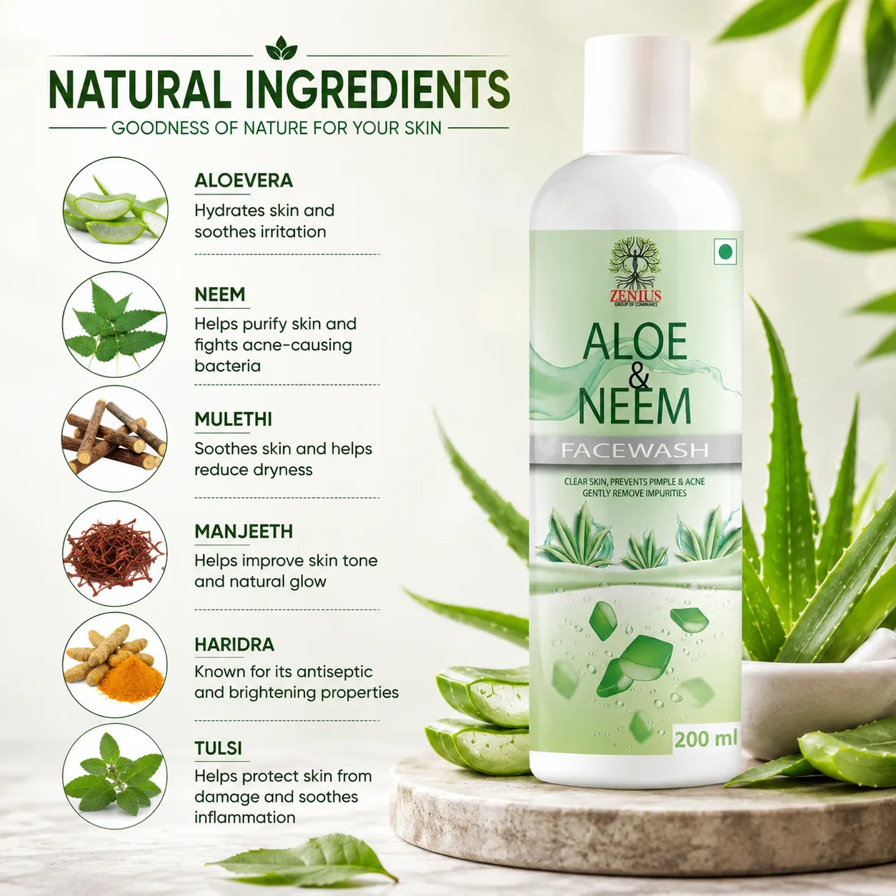 Zenius Aloe Neem Facewash - Image 3