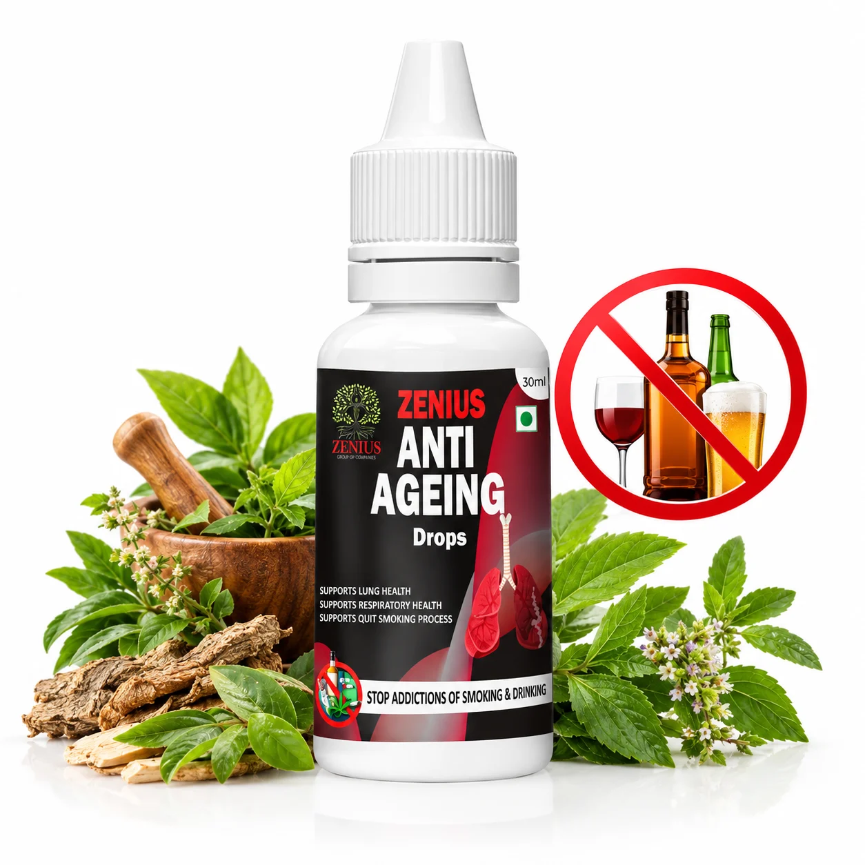 Zenius Anti Ageing Drops | Ayurvedic Lung Health for Quit Smoking