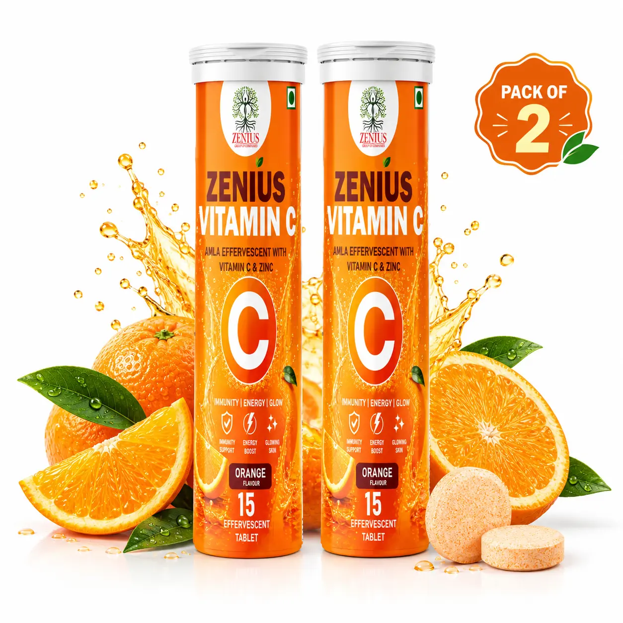 Zenius Vitamin-C Effervescent Tablets (Pack of 2)